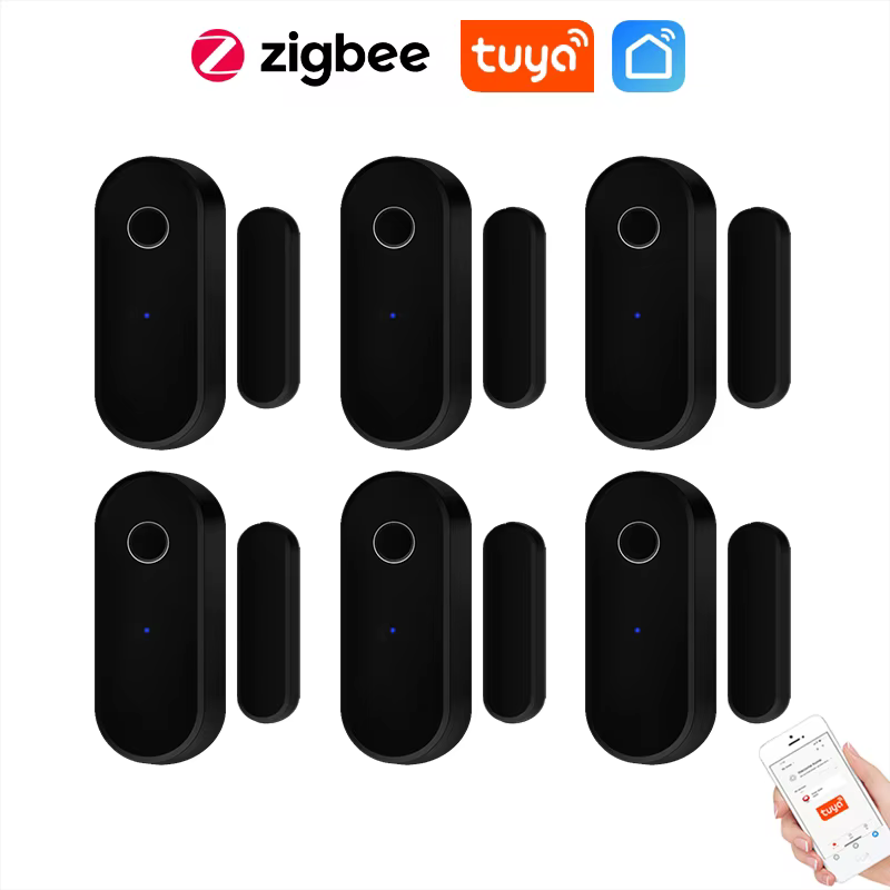 Tuya Smart Zigbee Door Sensor Door Window Open Close Detector Black Smart Home Security System Work With Gateway Smart Life APP