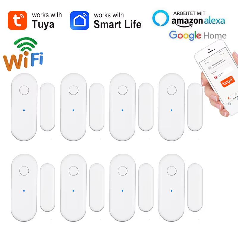 Tuya WiFi Door Open Detector Smart Window Sensor Smart Life APP Real-Time Alerts Home Anti-theft Security Alarm Support Alexa