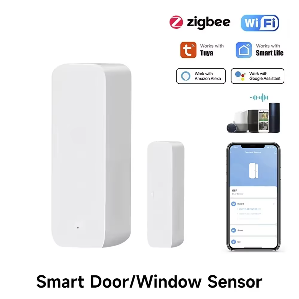 Tuya Zigbee/WiFi Magnetic Door Window Sensor Open Closed Alarm Detector Smart Life APP Work With Alexa Google Home Need Gateway