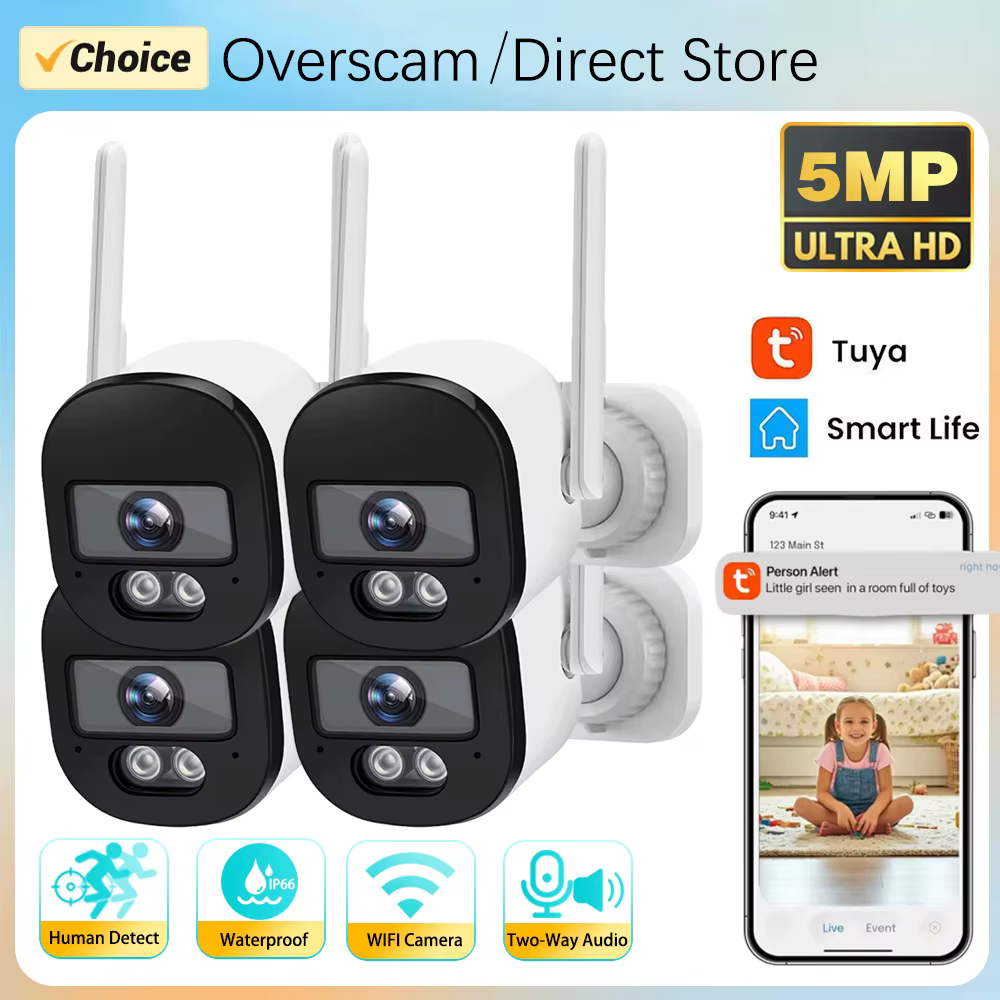 Tuya Bullet Camera Outdoor 5MP 2.4G WiFi IP Camera 120° Wide Angle SmartLife Home Security Protection CCTV Surveillance Cameras